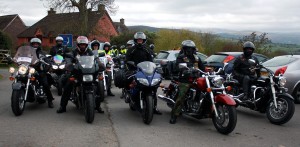 Some of the bikes leaving Brecon